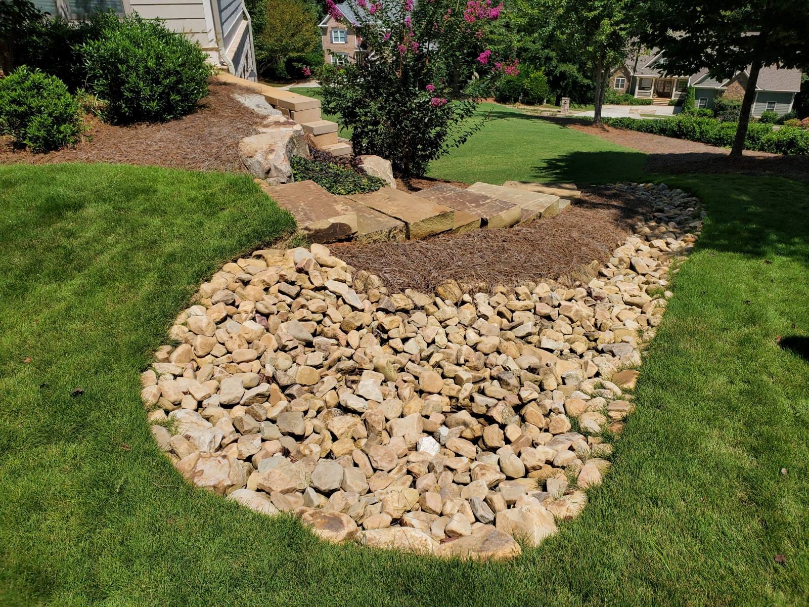 French drain and retaining wall